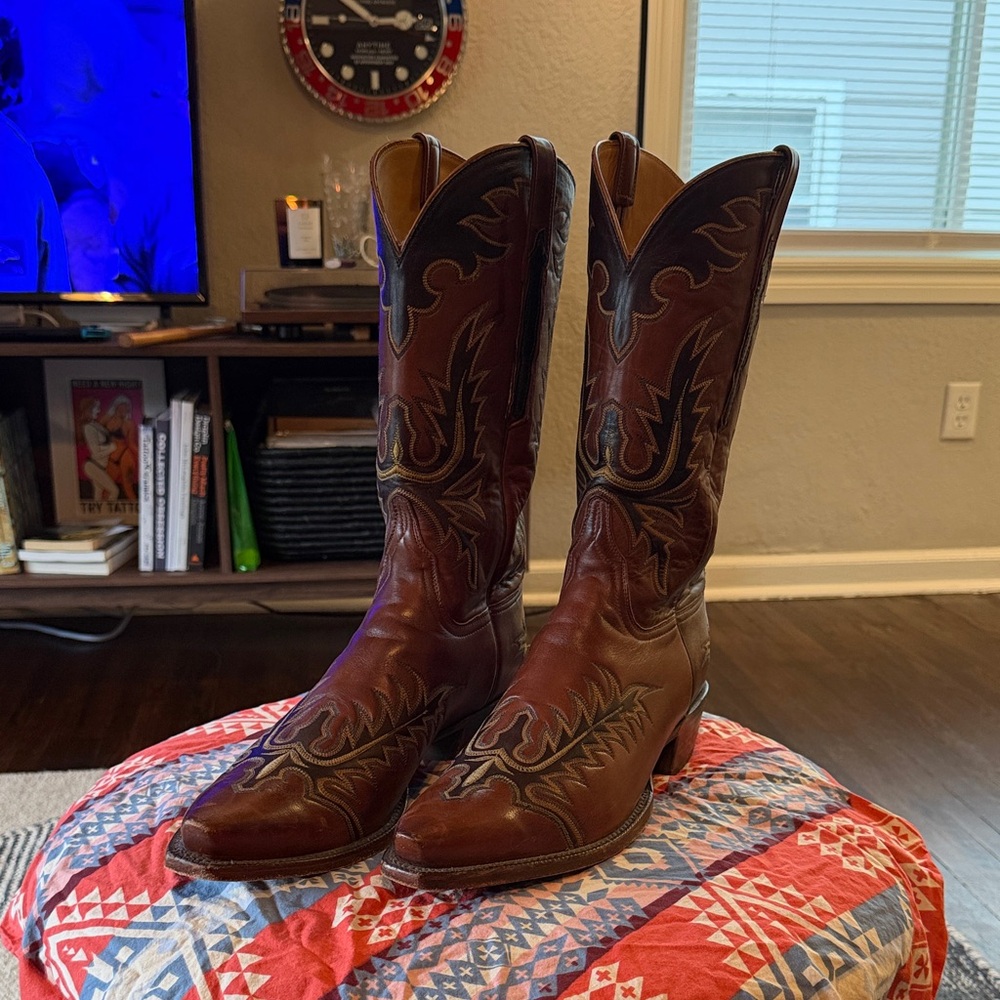 Lucchese Cowboy Boots - Snip-Toe, All Over Stitching - Men’s 13D